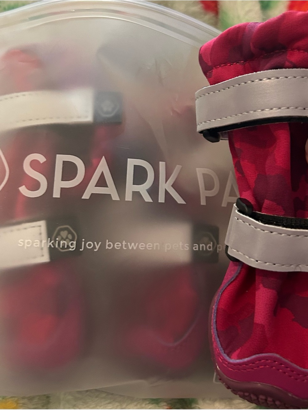 Spark Paw Red Dog Boots with Reflective Straps